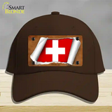 Switzerland Flag Scroll Novelty License Plate Hat Cotton / Dark Brown