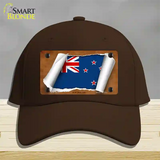 New Zealand Flag Scroll Novelty License Plate Hat Cotton / Dark Brown