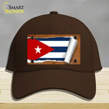 Cuba Flag Scroll Novelty License Plate Hat Cotton / Dark Brown