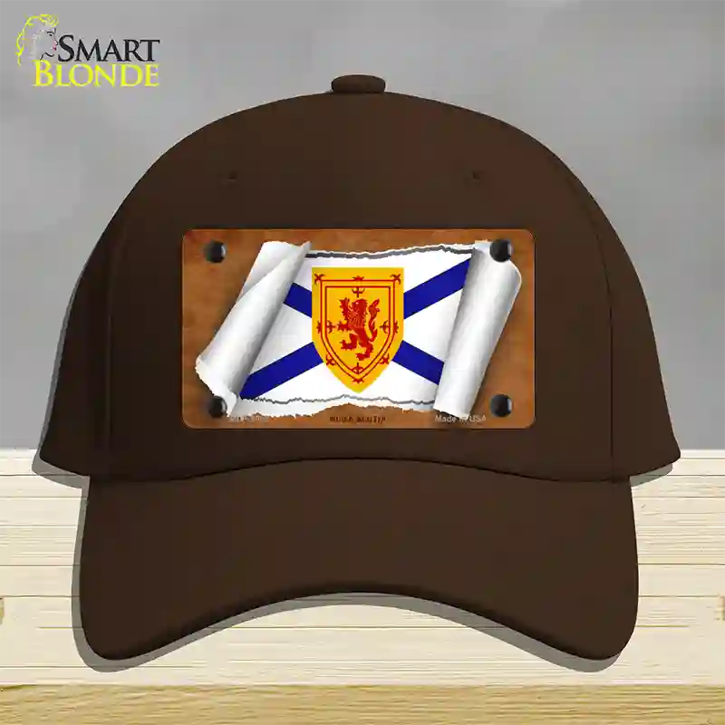 Nova Scotia Flag Scroll Novelty License Plate Hat Cotton / Dark Brown