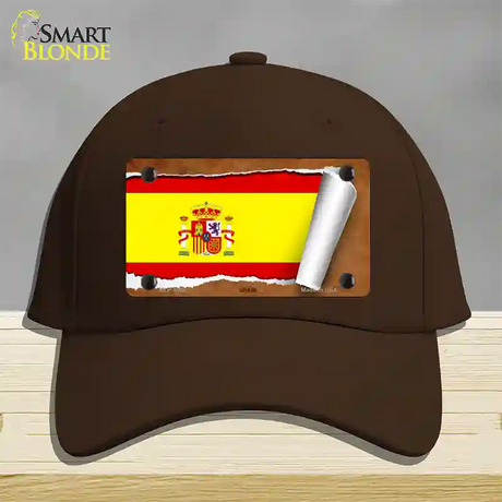 Spain Flag Scroll Novelty License Plate Hat Cotton / Dark Brown