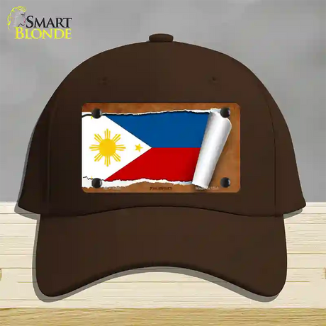 Philippines Flag Scroll Novelty License Plate Hat Cotton / Dark Brown