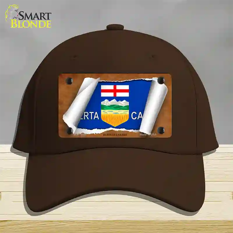 Alberta Canada Flag Scroll Novelty License Plate Hat Cotton / Dark Brown