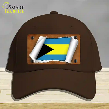 Bahamas Flag Scroll Novelty License Plate Hat Cotton / Dark Brown