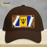 Barbados Flag Scroll Novelty License Plate Hat Cotton / Dark Brown