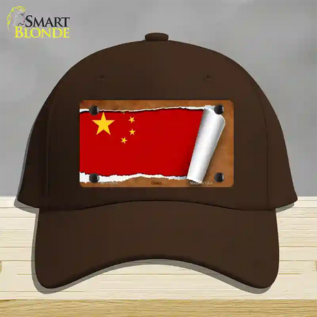 China Flag Scroll Novelty License Plate Hat Cotton / Dark Brown