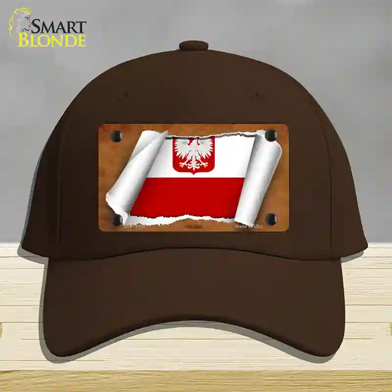 Poland/Eagle Flag Scroll Novelty License Plate Hat Cotton / Dark Brown