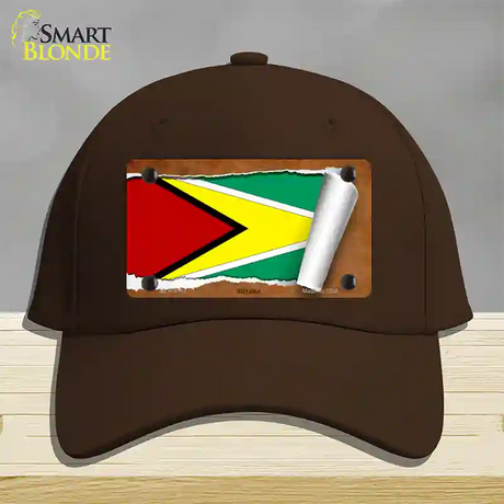 Guyana Flag Scroll Novelty License Plate Hat Cotton / Dark Brown