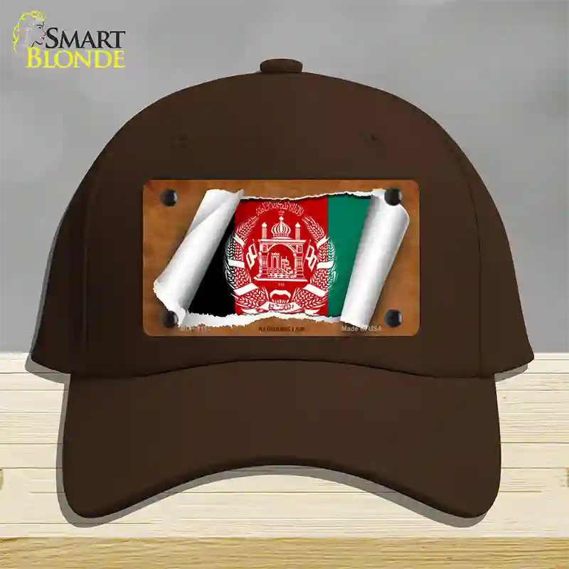 Afghanistan Flag Scroll Novelty License Plate Hat Cotton / Dark Brown