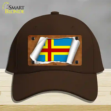 Aland Flag Scroll Novelty License Plate Hat Cotton / Dark Brown