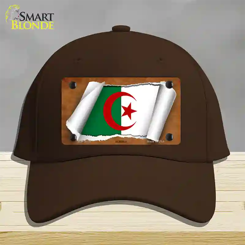 Algeria Flag Scroll Novelty License Plate Hat Cotton / Dark Brown