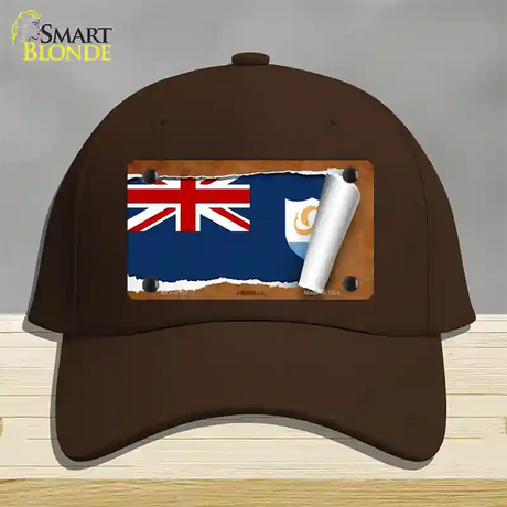 Anguilla Flag Scroll Novelty License Plate Hat Cotton / Dark Brown