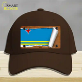 Aruba Flag Scroll Novelty License Plate Hat Cotton / Dark Brown