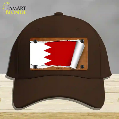 Bahrain Flag Scroll Novelty License Plate Hat Cotton / Dark Brown