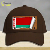 Belarus Flag Scroll Novelty License Plate Hat Cotton / Dark Brown