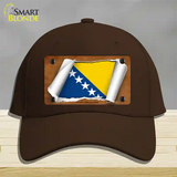 Bosnia-Herzegovina Flag Scroll Novelty License Plate Hat Cotton / Dark Brown