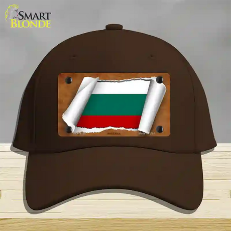 Bulgaria Flag Scroll Novelty License Plate Hat Cotton / Dark Brown