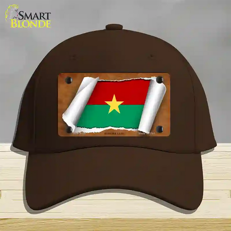 Burkina Faso Flag Scroll Novelty License Plate Hat Cotton / Dark Brown