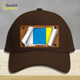 Canary Island Flag Scroll Novelty License Plate Hat Cotton / Dark Brown