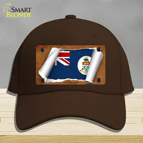 Cayman Islands Flag Scroll Novelty License Plate Hat Cotton / Dark Brown