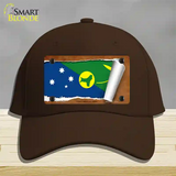 Christmas Islands Flag Scroll Novelty License Plate Hat Cotton / Dark Brown