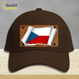 Czech Republic Flag Scroll Novelty License Plate Hat Cotton / Dark Brown