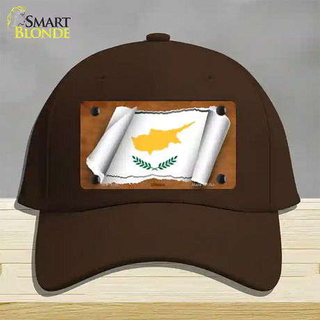 Cyprus Flag Scroll Novelty License Plate Hat Cotton / Dark Brown