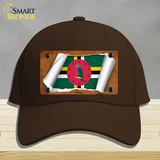 Dominica Flag Scroll Novelty License Plate Hat Cotton / Dark Brown