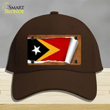 East Timor Flag Scroll Novelty License Plate Hat Cotton / Dark Brown