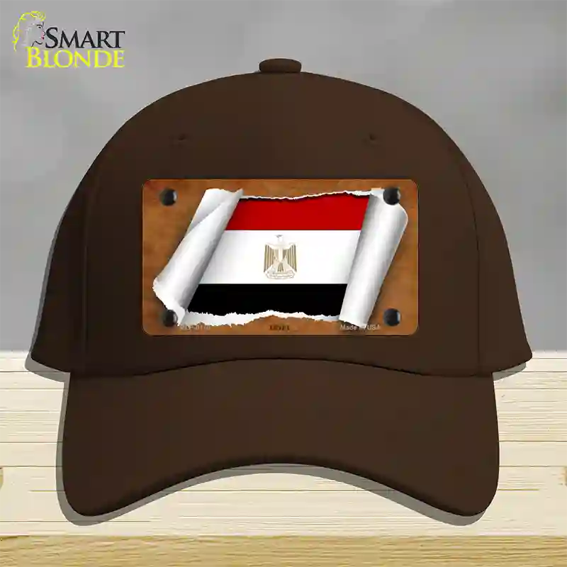 Egypt Flag Scroll Novelty License Plate Hat Cotton / Dark Brown