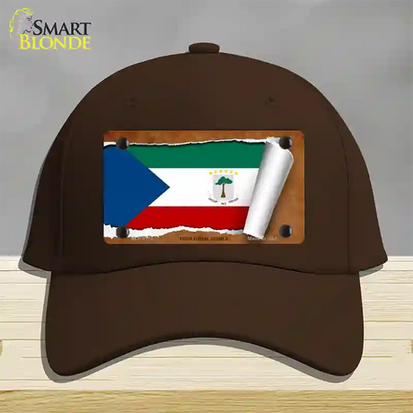 Equatorial Guinea Flag Scroll Novelty License Plate Hat Cotton / Dark Brown