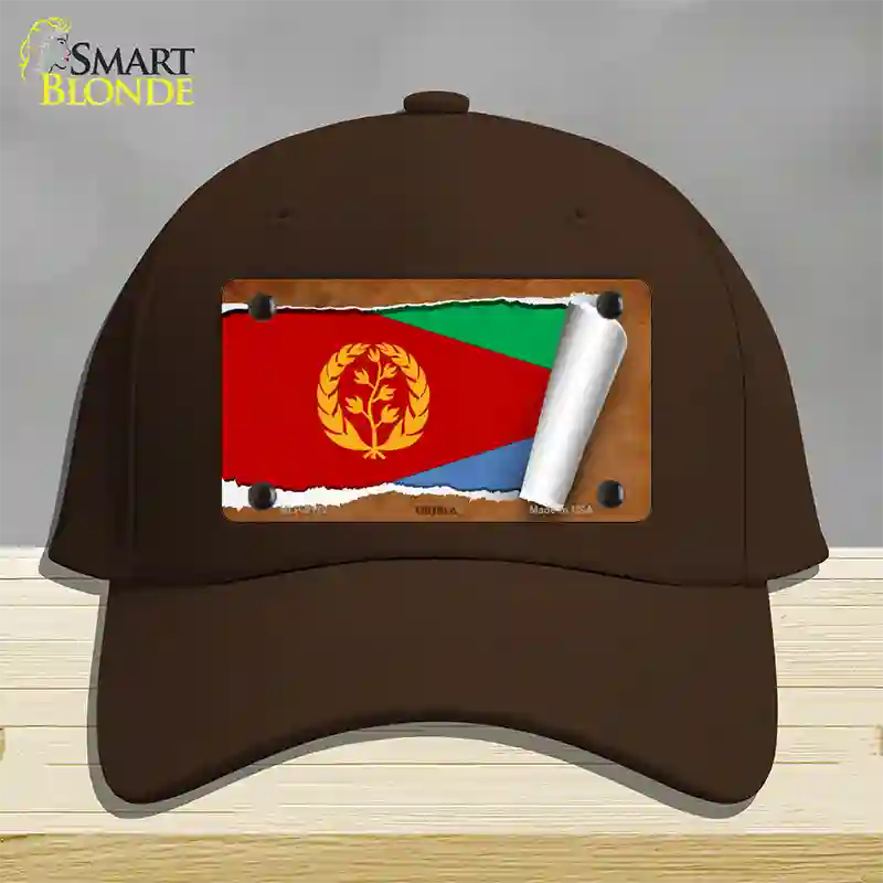 Eritrea Flag Scroll Novelty License Plate Hat Cotton / Dark Brown