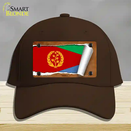 Eritrea Flag Scroll Novelty License Plate Hat Cotton / Dark Brown