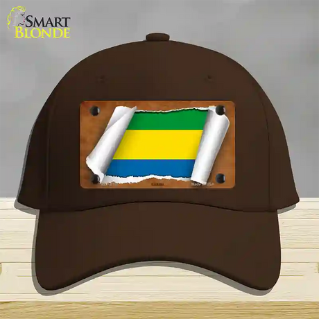 Gabon Flag Scroll Novelty License Plate Hat Cotton / Dark Brown