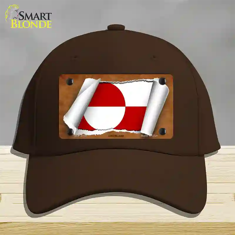 Greenland Flag Scroll Novelty License Plate Hat Cotton / Dark Brown