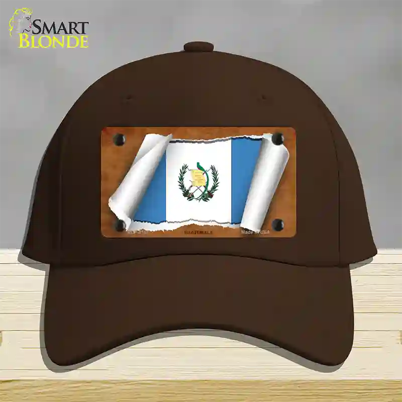 Guatemala Country Flag Scroll Novelty License Plate Hat Cotton / Dark Brown