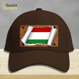 Hungary Flag Scroll Novelty License Plate Hat Cotton / Dark Brown