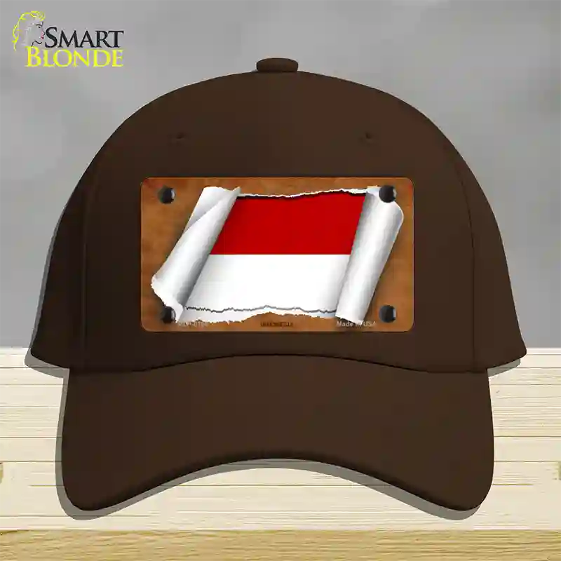 Indonesia Flag Scroll Novelty License Plate Hat Cotton / Dark Brown