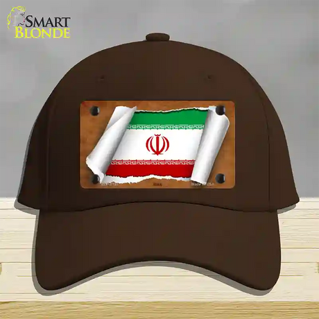 Iran Flag Scroll Novelty License Plate Hat Cotton / Dark Brown