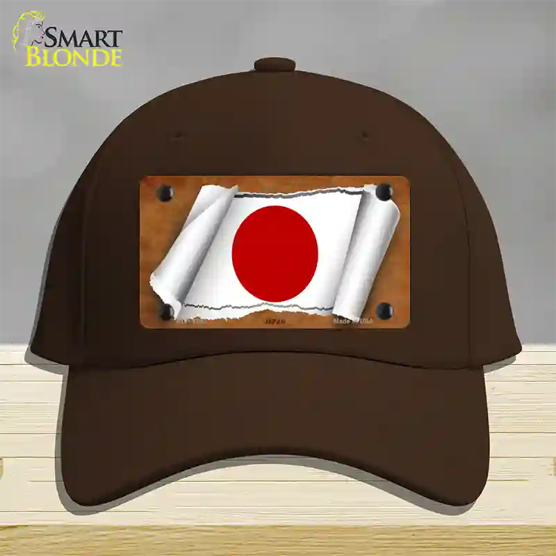 Japan Flag Scroll Novelty License Plate Hat Cotton / Dark Brown