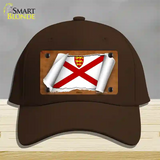 Jersey Flag Scroll Novelty License Plate Hat Cotton / Dark Brown