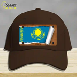 Kasakhstan Flag Scroll Novelty License Plate Hat Cotton / Dark Brown