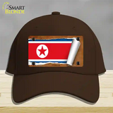 North Korea Flag Scroll Novelty License Plate Hat Cotton / Dark Brown