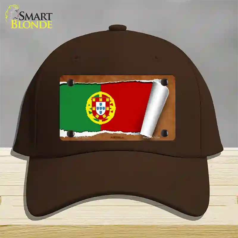 Portugal Flag Scroll Novelty License Plate Hat Cotton / Dark Brown