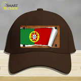 Portugal Flag Scroll Novelty License Plate Hat Cotton / Dark Brown