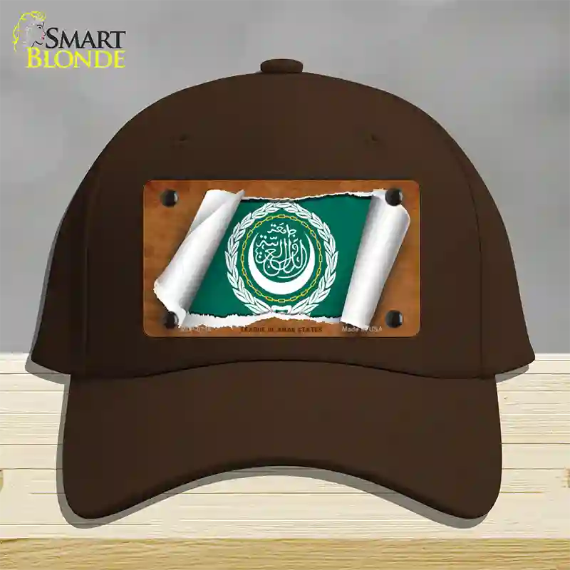 League of Arab States Flag Scroll Novelty License Plate Hat Cotton / Dark Brown