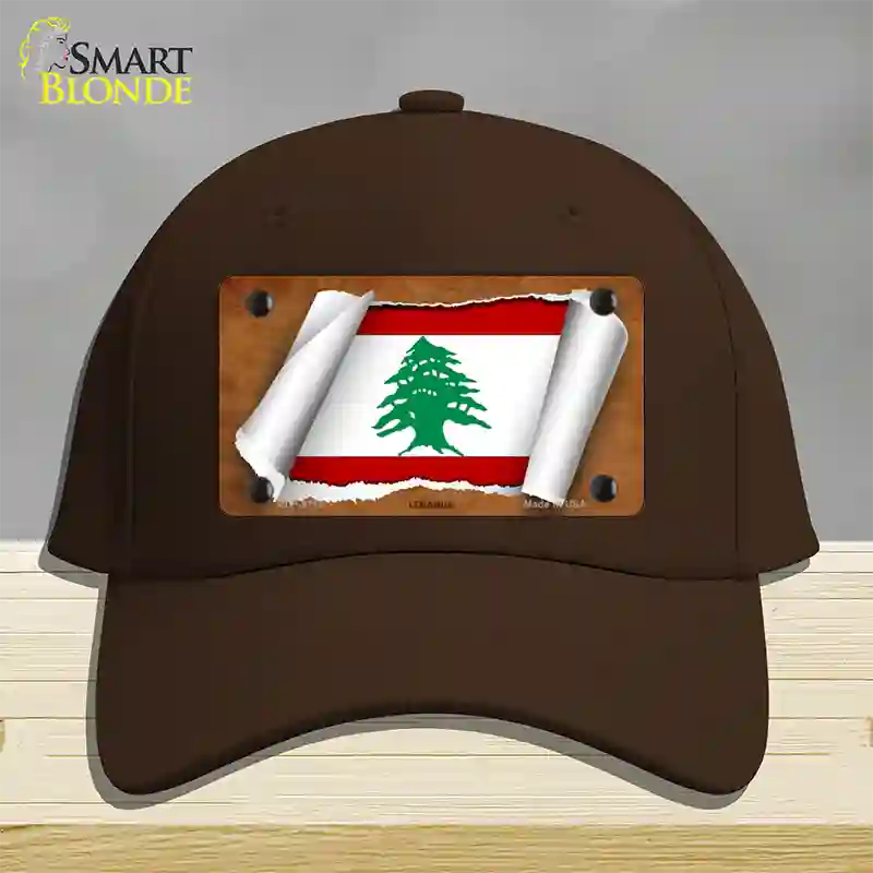 Lebanon Flag Scroll Novelty License Plate Hat Cotton / Dark Brown