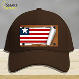 Liberia Flag Scroll Novelty License Plate Hat Cotton / Dark Brown