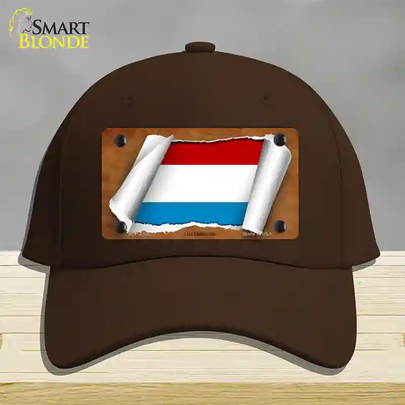 Luxemboury Flag Scroll Novelty License Plate Hat Cotton / Dark Brown