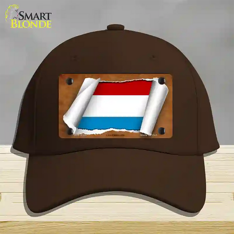 Luxemboury Flag Scroll Novelty License Plate Hat Cotton / Dark Brown